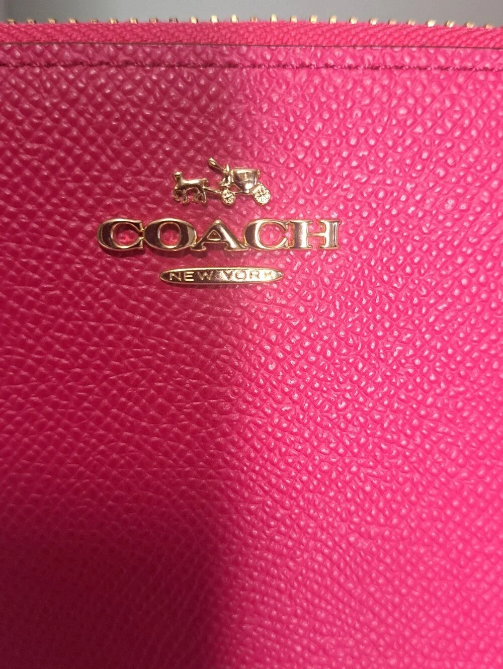 Coach Pebbled Leather Zip Around Wallet Pink NWOT